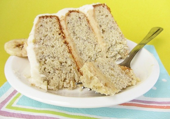 Banana Layer Cake with Peanut Butter Cream Cheese Frosting