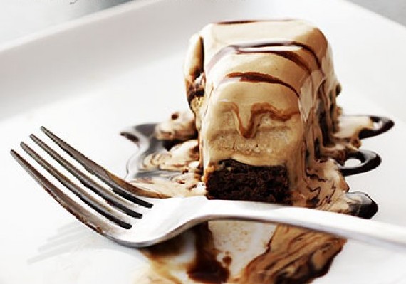 Brownie Ice Cream Cake with Nutella Sauce