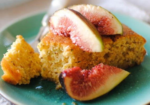 Pistacho Polenta Cake with Mandarin Syrup & Figs