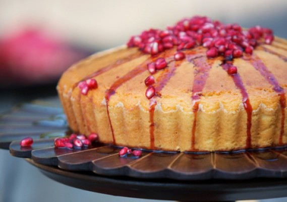 Yogurt Cake with Pomegranate Syrup