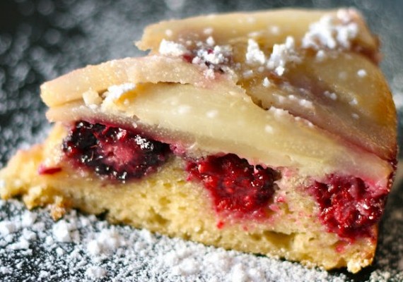 Blackberry Pear Upside-Down Cake