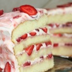 Vanilla Cake with Strawberry Cream Frosting