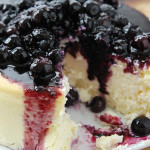 Goat Cheese Cheesecake with Creme Fraiche and Lemon Blueberry Compote